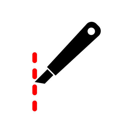 Knife cut lines, coupon cutting icon. Knife cutting icon vector illustration. Isolated on a blank background which can be edited.のイラスト素材