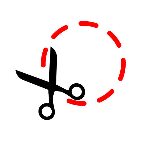 Scissors cut lines, coupon cutting icon. Scissor cutting icon vector illustration. Isolated on a blank background which can be edited.のイラスト素材