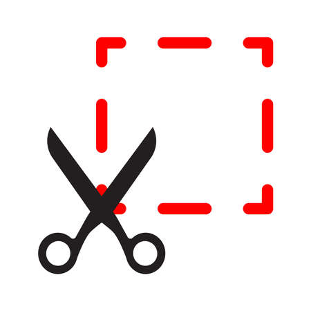Scissors cut lines, coupon cutting icon. Scissor cutting icon vector illustration. Isolated on a blank background which can be edited.のイラスト素材