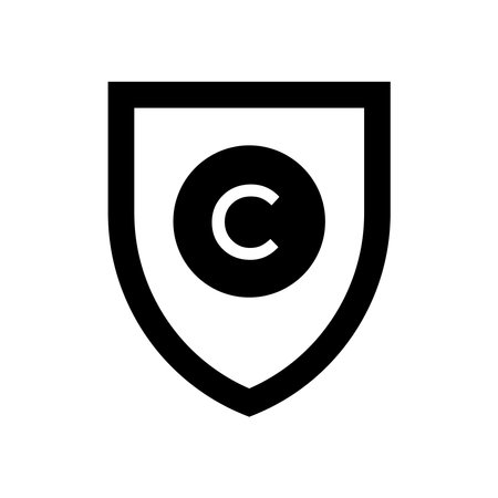 Copyright symbol isolated on transparent background. Black symbol for your design. Vector illustration, easy to edit. Editable and color changing.のイラスト素材