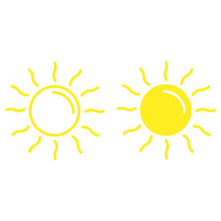 Sun icons vector symbol. Summer icon illustration. Isolated on a blank background which can be edited and changed colors.のイラスト素材
