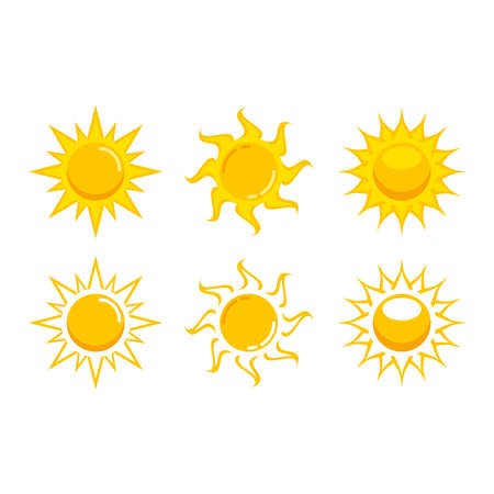 Sun icons vector symbol. Summer icon illustration. Isolated on a blank background which can be edited and changed colors.のイラスト素材