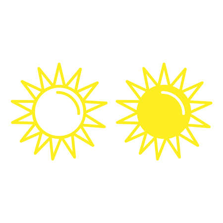 Sun icons vector symbol. Summer icon illustration. Isolated on a blank background which can be edited and changed colors.のイラスト素材