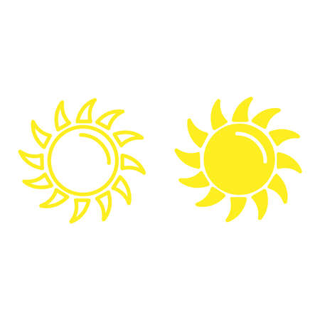Sun icons vector symbol. Summer icon illustration. Isolated on a blank background which can be edited and changed colors.のイラスト素材