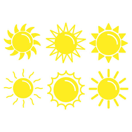 Sun icons vector symbol. Summer icon illustration. Isolated on a blank background which can be edited and changed colors.のイラスト素材