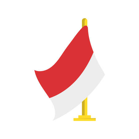 Indonesia. Vector illustration of a red and white flag. Independence Day. Isolated on a blank background, editable and changeable.のイラスト素材