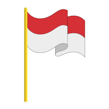 Indonesia. Vector illustration of a red and white flag. Independence Day. Isolated on a blank background, editable and changeable.のイラスト素材
