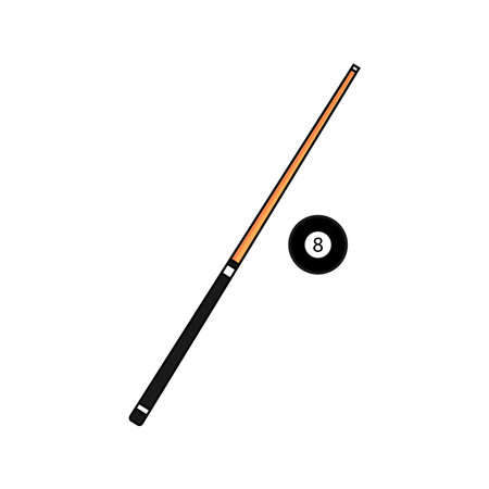 Stick and Billiard ball. Vector illustration of a ball. Isolated on a blank, editable background.のイラスト素材