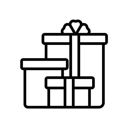 Gift linear icon set. Closed present. Surprise in box. Celebrate birthday. Give away. Thin line customizable illustration. Isolated on a blank, editable and changeable background.のイラスト素材