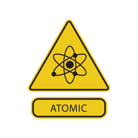 Danger warning circle yellow sign. Atomic sign vector icon. Isolated on a blank, editable and changeable background.のイラスト素材