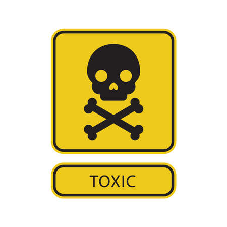 Danger warning circle yellow sign. Toxic sign vector icon. Isolated on a blank, editable and changeable background.のイラスト素材
