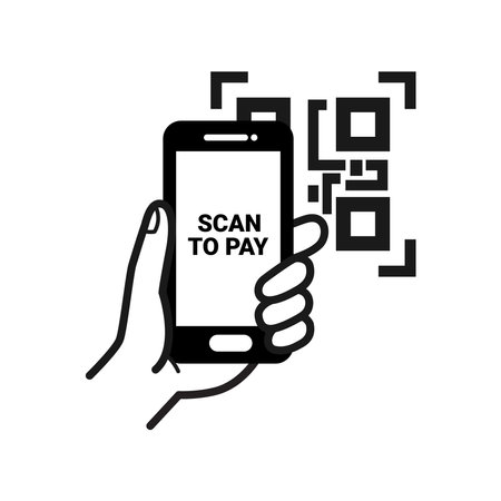 QR code. For smartphone scanning. Practical and modern payment methods. Isolated on a blank, editable and changeable background.のイラスト素材