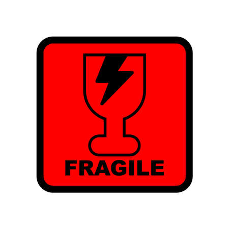 Fragile. Vector illustration of broken glass or glass and mirror symbol. Isolated on a blank, editable and changeable background.のイラスト素材