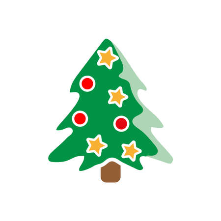 Spruce. Vector illustration of a christmas tree. Winter. Christmas and New Year. Isolated on a blank background editable and color changeable.のイラスト素材