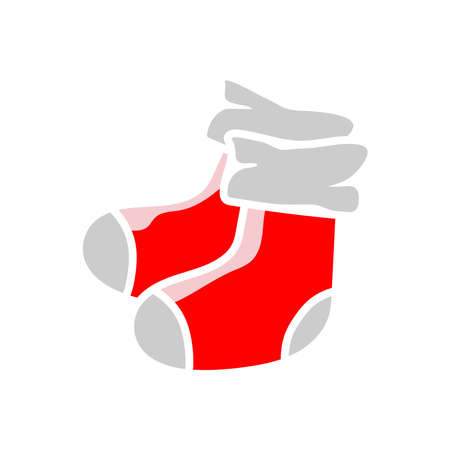 Sock. Vector illustration of christmas socks. Winter. Christmas and New Year. Isolated on a blank background editable and color changeable.のイラスト素材