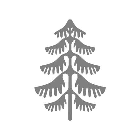 Vector illustration of a winter tree. Snow covers the trees. Christmas and New Year. Isolated on a blank background editable and color changeable.のイラスト素材