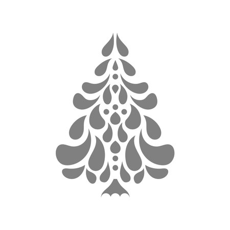 Vector illustration of a winter tree. Snow covers the trees. Christmas and New Year. Isolated on a blank background editable and color changeable.のイラスト素材