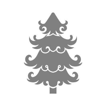 Vector illustration of a winter tree. Snow covers the trees. Christmas and New Year. Isolated on a blank background editable and color changeable.のイラスト素材