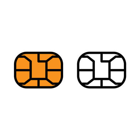 EMV chip icon for bank plastic credit or debit charge card. Vector line symbol illustration set. Simple style and isolated on a blank background.のイラスト素材