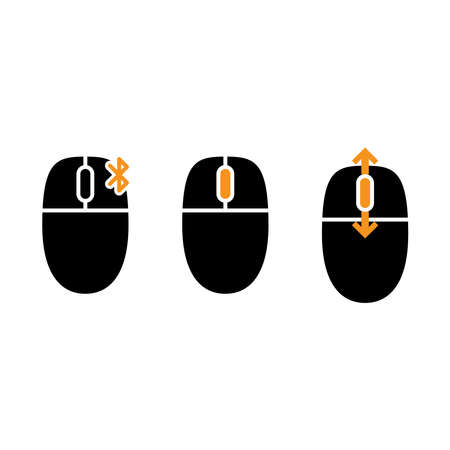 Mouse icon vector illustration template. Wireless mouse, middle click, and scroll. Simple style and isolated on a blank background.のイラスト素材