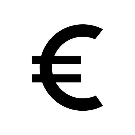 Base currency icon symbol sign, European currency Euro vector illustration in black and white color. Simple and isolated style on a blank background.のイラスト素材