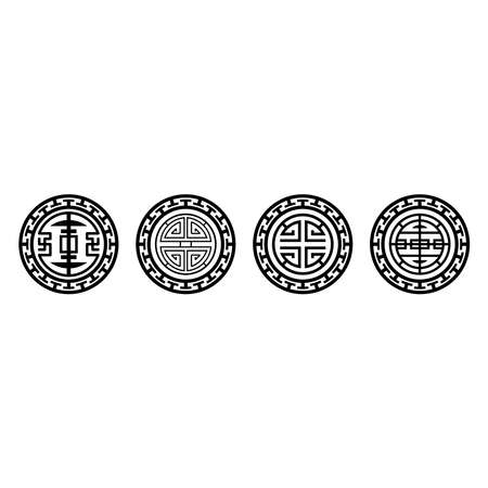 Traditional Chinese decorative round frame.Chinese symbol for Chinese new year or other festival. Chinese traditional pattern suitable for wallpaper or background.のイラスト素材
