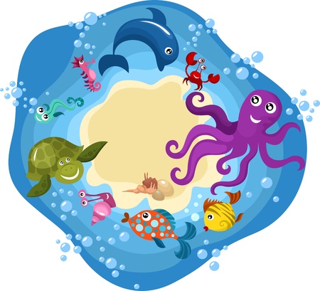 sea life cardのイラスト素材