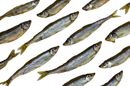 Shiny dried fish isolated on white background, protein source, beer snackの写真素材