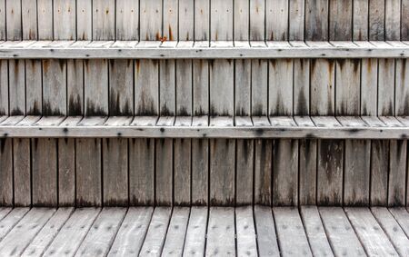 empty wooden shelvesの写真素材