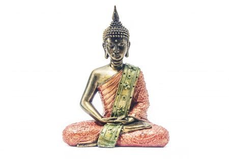 Sitting Buddha Statue Isolated on a White Background.の写真素材