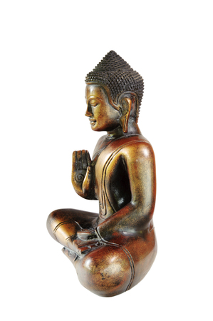 Sitting Buddha Statue Isolated on a White Background.の写真素材
