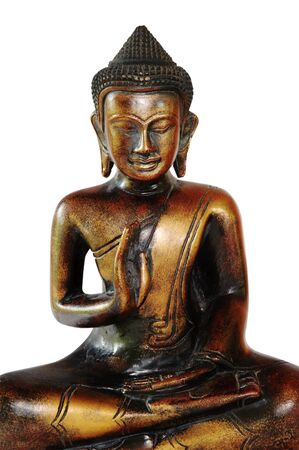 Sitting Buddha Statue Isolated on a White Background.の写真素材