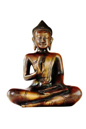 Sitting Buddha Statue Isolated on a White Background.の写真素材