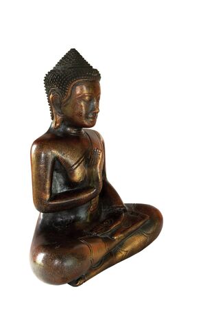 Sitting Buddha Statue Isolated on a White Background.の写真素材