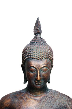 Sitting Buddha Statue Isolated on a White Background.の写真素材