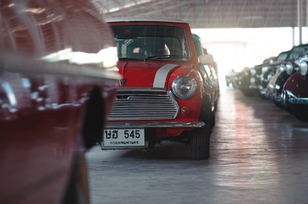 BANGKOK, THAILAND - MARCH 1, 2017: vintage retro cars parking in Jesada Car Museum or Jesada Technik Museum is a large private collection of vintage cars in Thailand on 1 March 2017.のeditorial素材