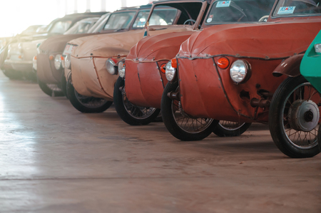 BANGKOK, THAILAND - MARCH 1, 2017: vintage retro cars parking in Jesada Car Museum or Jesada Technik Museum is a large private collection of vintage cars in Thailand on 1 March 2017.のeditorial素材