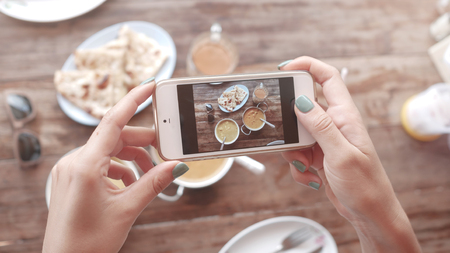 Food photo of indian food on wooden table for social networksの写真素材