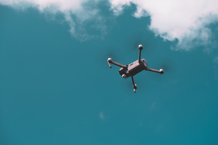 Drone on Blue sky backgroundの写真素材