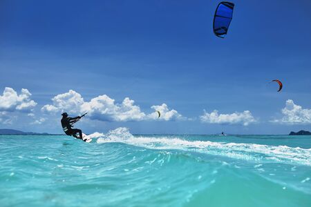 kite surfing in the seaの写真素材