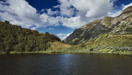 Small lake in the Caucasus mountains, Sochi, Russia. Bzerpinskiy Karnizの写真素材