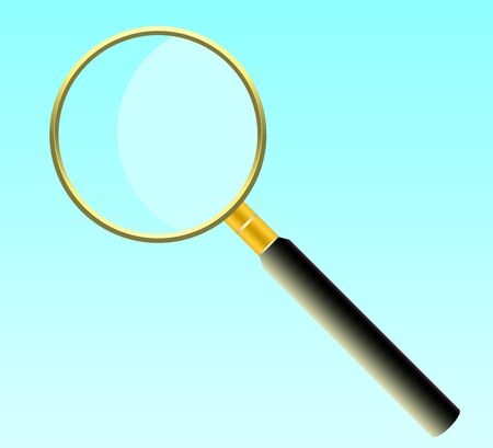 A magnifying glass made of gold, to enlarge small objects.の写真素材