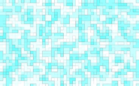 Cellular abstraction of turquoise color with a semi-stroke of squaresの写真素材