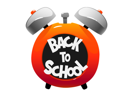 red beautiful isolated alarm clock bright back to schoolのイラスト素材