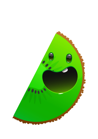 cute cartoon character kiwi on white background isolatedのイラスト素材