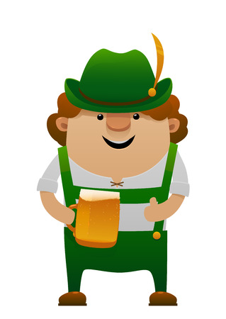 Vector illustration of cartoon oktoberfest man with beer isolatedのイラスト素材