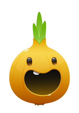 Bright cartoon style vegetable element onion design, with hand drawn letters. can be used for invitations, card, posters and other designのイラスト素材