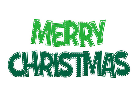 sweet green lettering merry christmas on a white background isolatedのイラスト素材