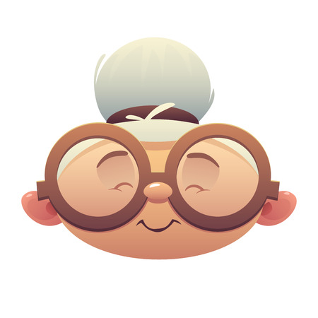 nice grandmother character head with glasses smiles vector EPS8のイラスト素材