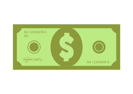 Flat green illustration banknote dollar money isolated vectorのイラスト素材